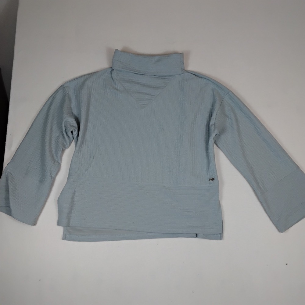 Tahari Sport Women Light Blue Textured Mock Neck Top Long Sleeve 1X